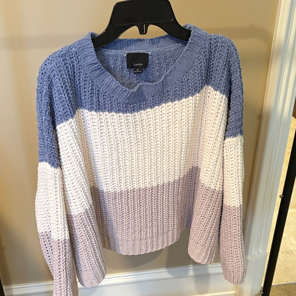 Lumiere Blue and Purple Colorblock Sweater